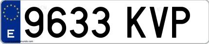 Ejemplo de matrícula española 9633 KVP