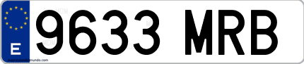 Ejemplo de matrícula de coche ordinaria 9633 MRB