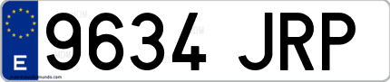 Ejemplo de matrícula de coche ordinaria 9634 JRP