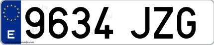 Ejemplo de matrícula española 9634 JZG