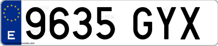 Ejemplo de matrícula de coche ordinaria 9635 GYX
