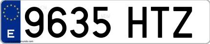 Ejemplo de matrícula española 9635 HTZ