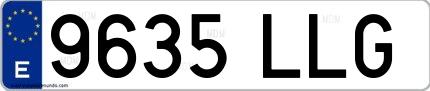 Ejemplo de matrícula española 9635 LLG