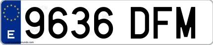 Ejemplo de matrícula española 9636 DFM