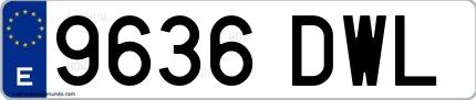 Ejemplo de matrícula española 9636 DWL
