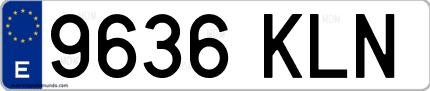 Ejemplo de matrícula de coche ordinaria 9636 KLN