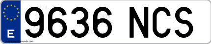 Ejemplo de matrícula de coche ordinaria 9636 NCS