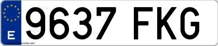 Ejemplo de matrícula española 9637 FKG