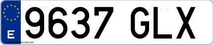 Ejemplo de matrícula española 9637 GLX