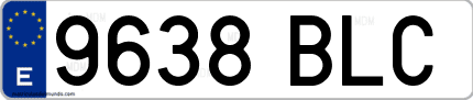 Ejemplo de matrícula de coche ordinaria 9638 BLC