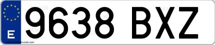 Ejemplo de matrícula española 9638 BXZ