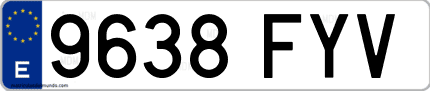 Ejemplo de matrícula de coche ordinaria 9638 FYV