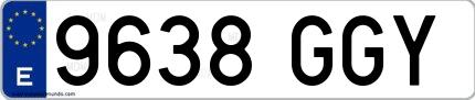 Ejemplo de matrícula española 9638 GGY