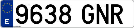 Ejemplo de matrícula de coche ordinaria 9638 GNR
