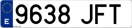 Ejemplo de matrícula de coche ordinaria 9638 JFT