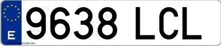 Ejemplo de matrícula española 9638 LCL