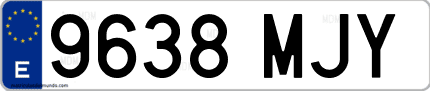 Ejemplo de matrícula de coche ordinaria 9638 MJY