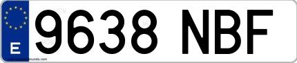Ejemplo de matrícula española 9638 NBF