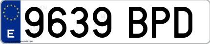 Ejemplo de matrícula española 9639 BPD