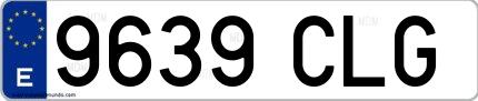 Ejemplo de matrícula española 9639 CLG