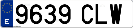 Ejemplo de matrícula de coche ordinaria 9639 CLW