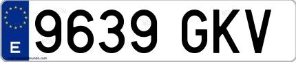 Ejemplo de matrícula española 9639 GKV