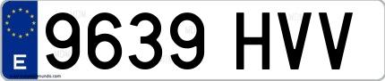Ejemplo de matrícula española 9639 HVV