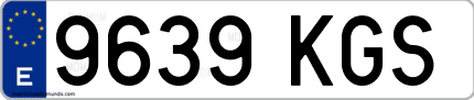 Ejemplo de matrícula de coche ordinaria 9639 KGS
