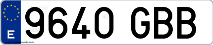 Ejemplo de matrícula de coche ordinaria 9640 GBB