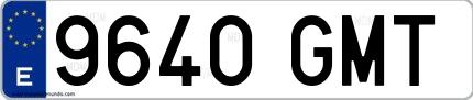 Ejemplo de matrícula española 9640 GMT