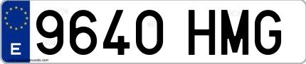 Ejemplo de matrícula española 9640 HMG