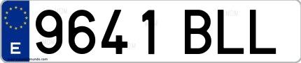 Ejemplo de matrícula española 9641 BLL