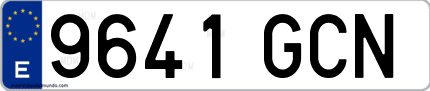 Ejemplo de matrícula de coche ordinaria 9641 GCN