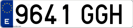 Ejemplo de matrícula de coche ordinaria 9641 GGH