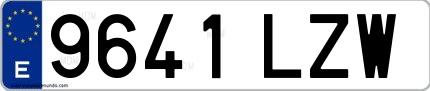 Ejemplo de matrícula española 9641 LZW