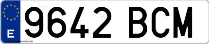 Ejemplo de matrícula de coche ordinaria 9642 BCM