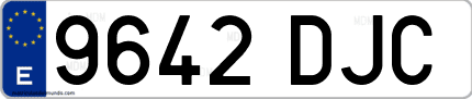Ejemplo de matrícula de coche ordinaria 9642 DJC