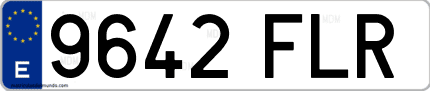 Ejemplo de matrícula de coche ordinaria 9642 FLR