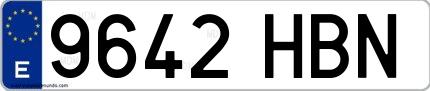 Ejemplo de matrícula española 9642 HBN