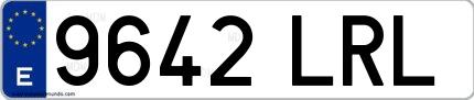 Ejemplo de matrícula española 9642 LRL