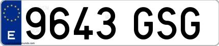 Ejemplo de matrícula española 9643 GSG