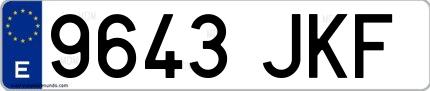 Ejemplo de matrícula española 9643 JKF