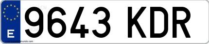 Ejemplo de matrícula española 9643 KDR