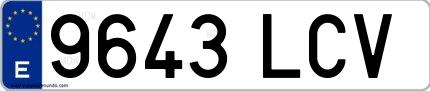 Ejemplo de matrícula española 9643 LCV