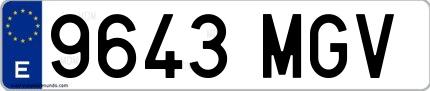 Ejemplo de matrícula española 9643 MGV