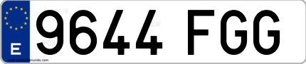Ejemplo de matrícula de coche ordinaria 9644 FGG