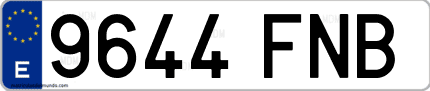 Ejemplo de matrícula de coche ordinaria 9644 FNB