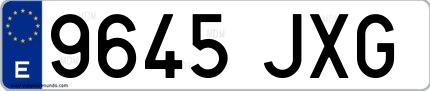 Ejemplo de matrícula española 9645 JXG
