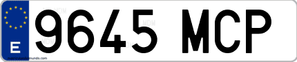 Ejemplo de matrícula de coche ordinaria 9645 MCP