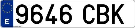 Ejemplo de matrícula española 9646 CBK
